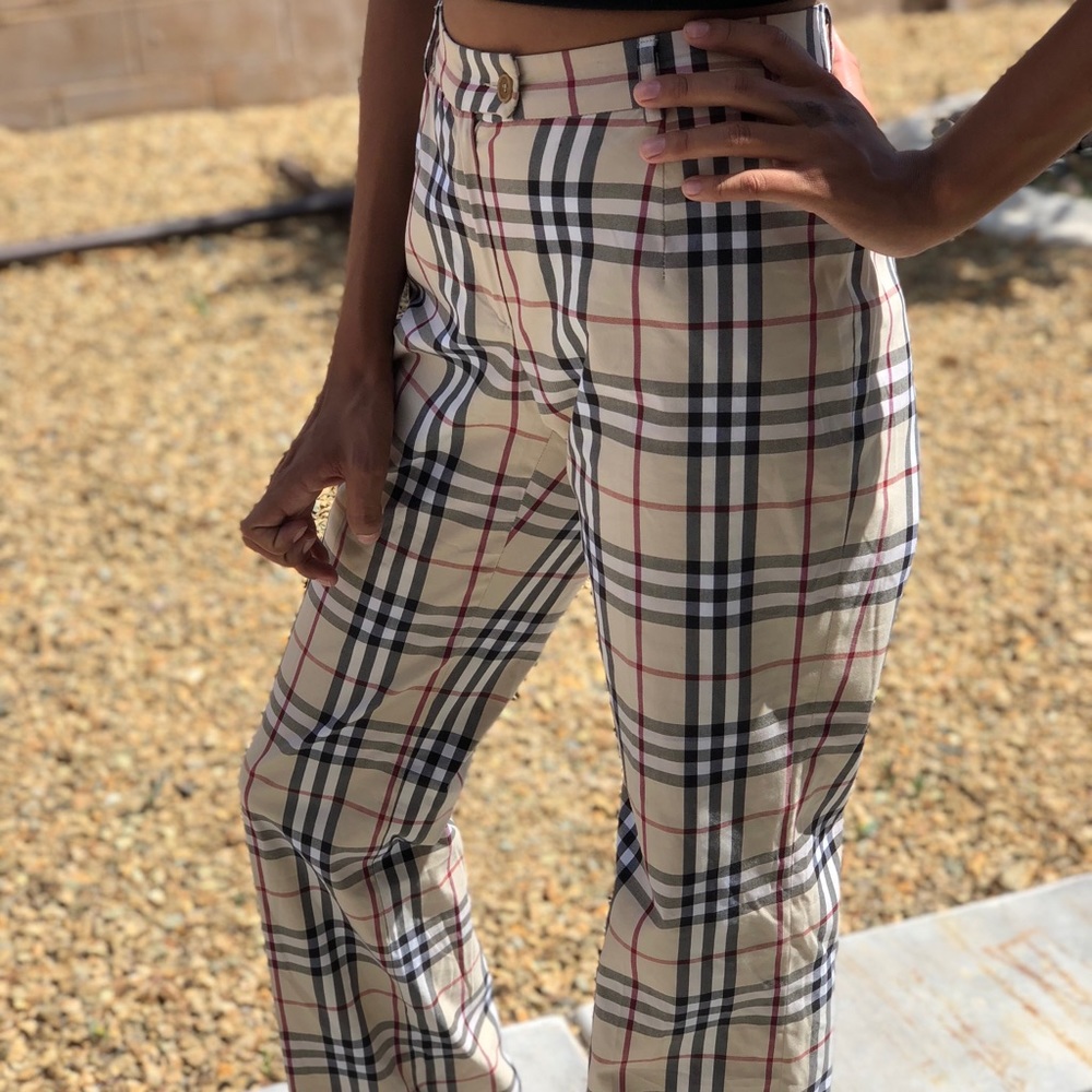 Burberry Tan Nova Check High Waist Pants